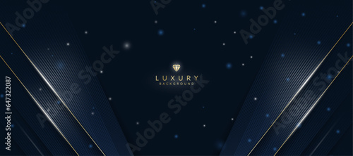 Luxurious dark blue background with sparkling gold and glitter. modern elegant abstract background