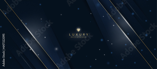 Luxurious dark blue background with sparkling gold and glitter. modern elegant abstract background