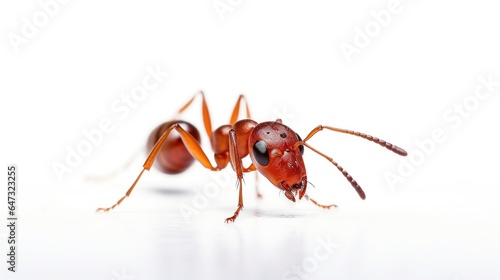 Isolated Red Ant white background. AI generated image
