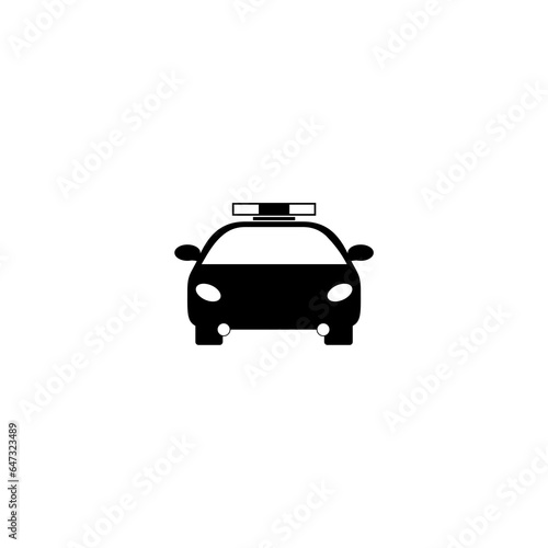  Simple illustration of police car icon for web design isolated on white background