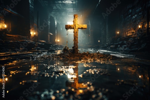 Jesus Christ cross Easter resurrection concept photo