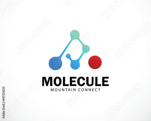 molecule logo creative science lab design concept mountain tech connect network biology