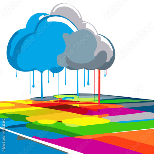 paint pouring from a clouds