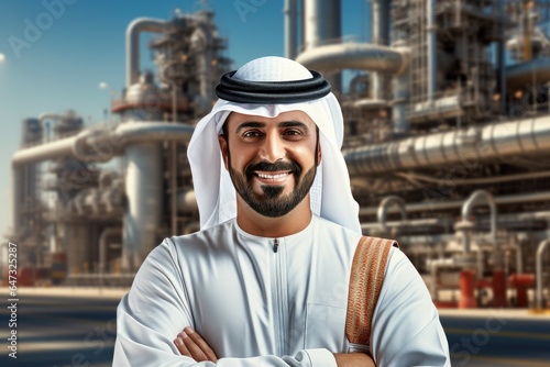 Portrait of Arabian businessman on the gas and oil platform