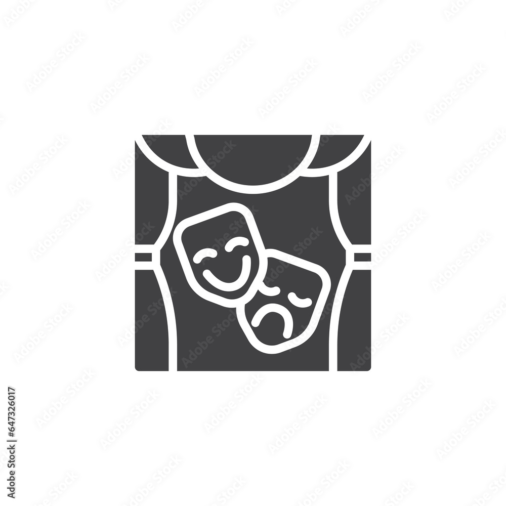 Theater mask on stage vector icon