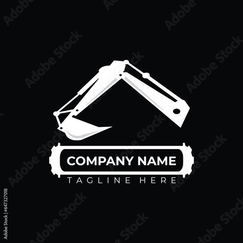 Excavator icon. Vector concept illustration for design. excavator_mountain_logo_vector.