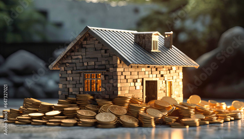 Wallpaper Mural Gold Tin House Next to Piles of Coins Torontodigital.ca