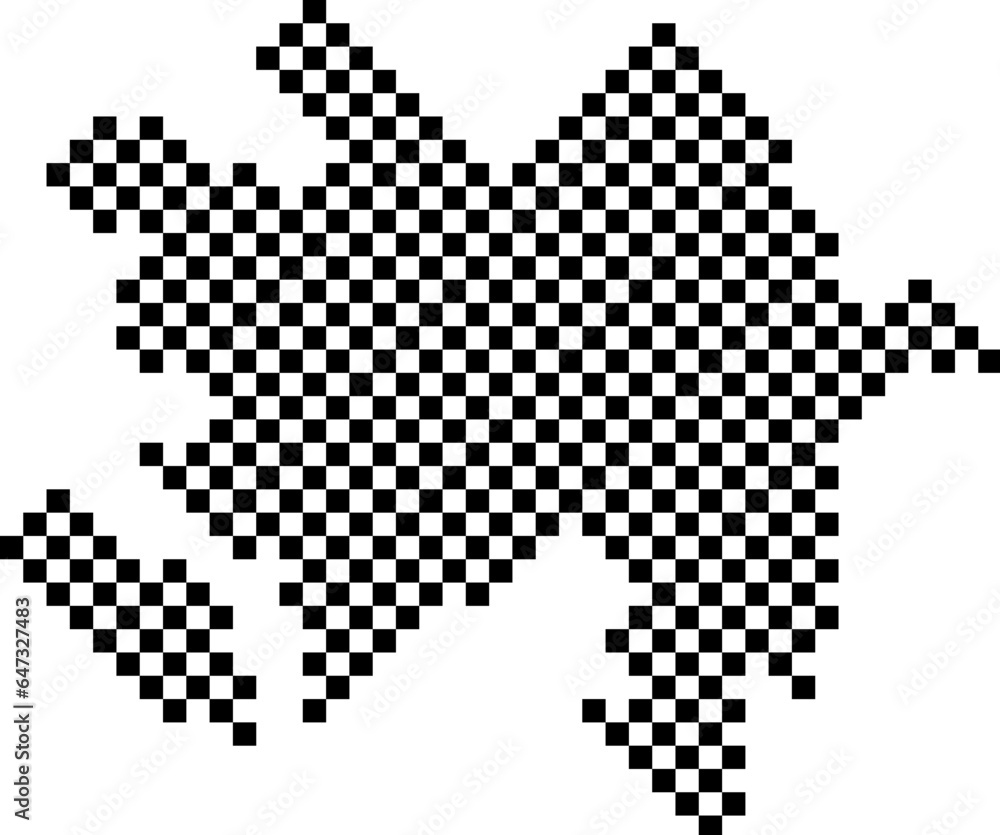 Azerbaijan map country from checkered black and white square grid pattern