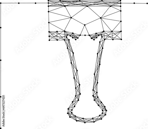 Paper clip on empty blank document from abstract futuristic polygonal black lines and dots