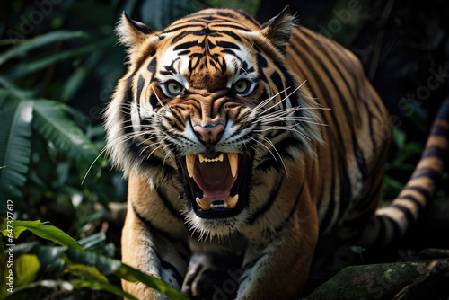 Sumatran tiger with open mouth
