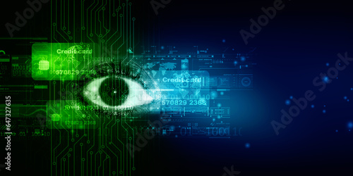 2d illustration Digital composite of Eye scanning a futuristic interface
