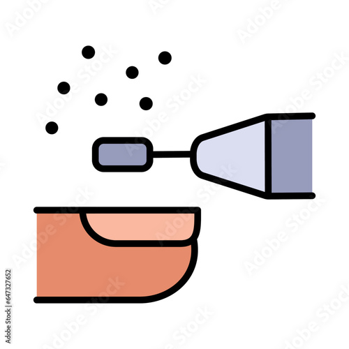Hardware pedicure color icon. Nail polish. Beauty procedures. Tools for nails treatment. Beauty parlor services. Nail with milling cutter for manicure. Flat simple style vector. Isolated pictogram on
