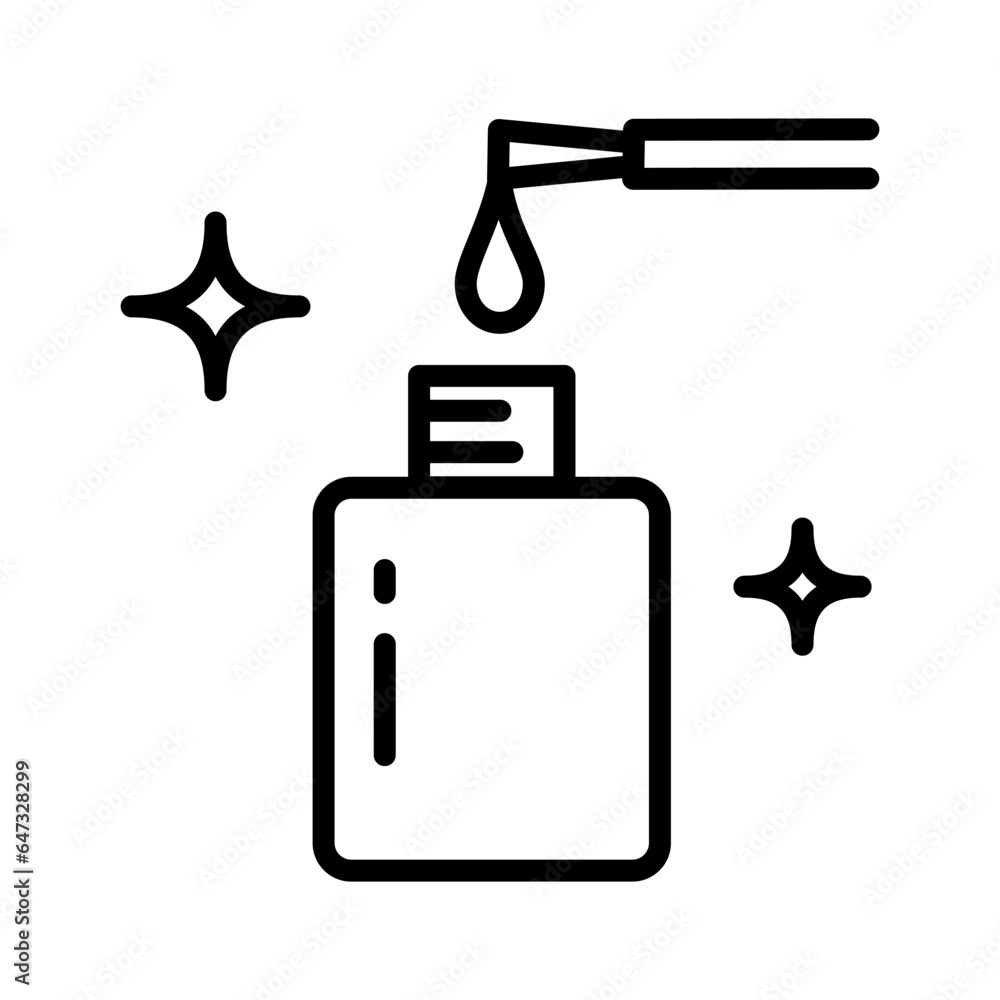 Fototapeta premium Nail polish bottle line icon, outline vector sign, linear style pictogram isolated on white. Nail varnish bottle symbol, logo illustration. Contour isolated pictogram on white background