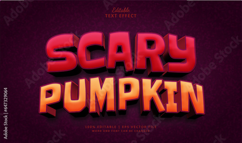 Scary Pumpkin Text Effect Style. Editable Text Effect Style 3d Halloween.