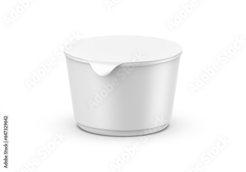 Plastic cup mockup with foil cover for yogurt, cream, dessert or jam. 200 ml packaging mock up template. 3d illustration