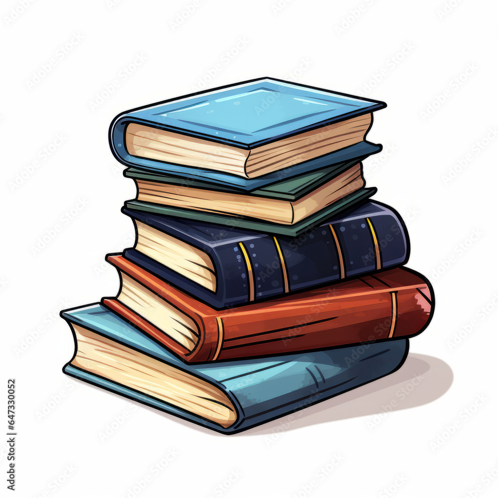 Stack of books, cartoon, sticker Stack of books, cartoon, sticker