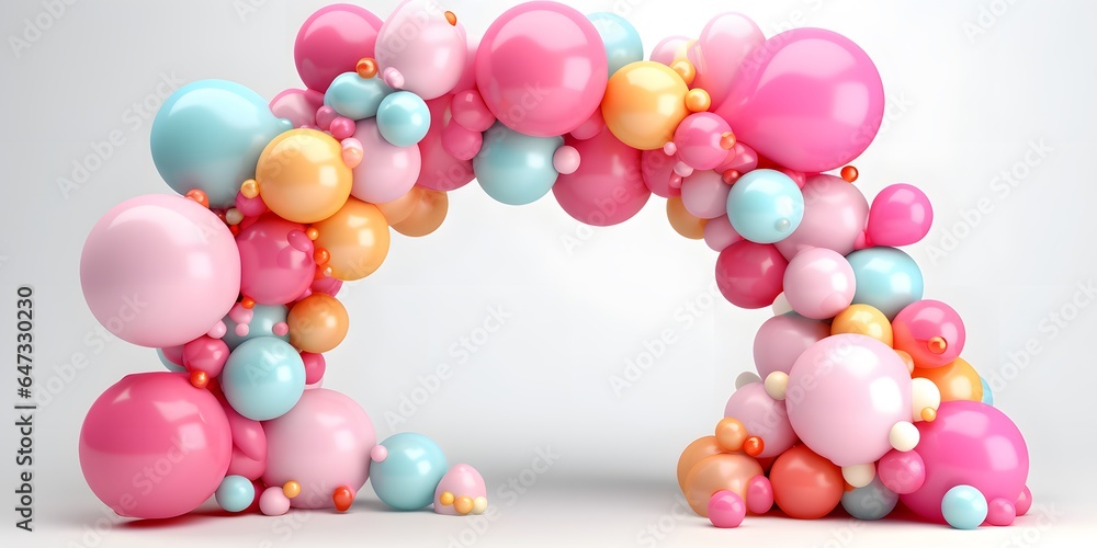 Balloon garland decoration elements. Frame arch for wedding, birthday, baby shower celebration Balloon garland decoration elements. Frame arch for wedding, birthday, baby shower celebration