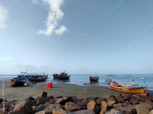 fishing boats on the beach © Sher Jokhio