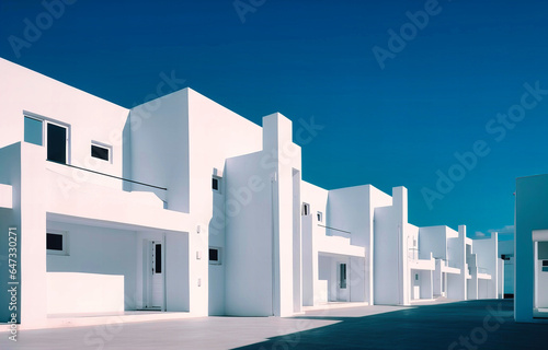 Urban Landscape: White Buildings under Clear Blue Sky