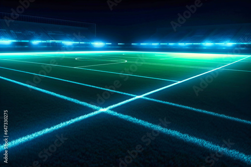 Vibrant Football Pitch with Bright Lights