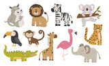 Safari animals vector, Abstract baby animals vector, cute animals isolated, adorable safari animals, kids vector illustration
