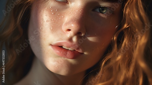 Portrait of 21-Year-Old Redheaded Girl with Freckles, Generative AI © Cristiano