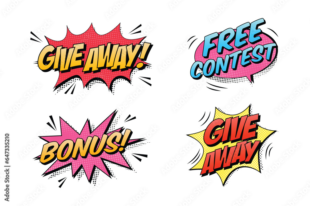 Naklejka premium Giveaway Text Compilation with Comic Style