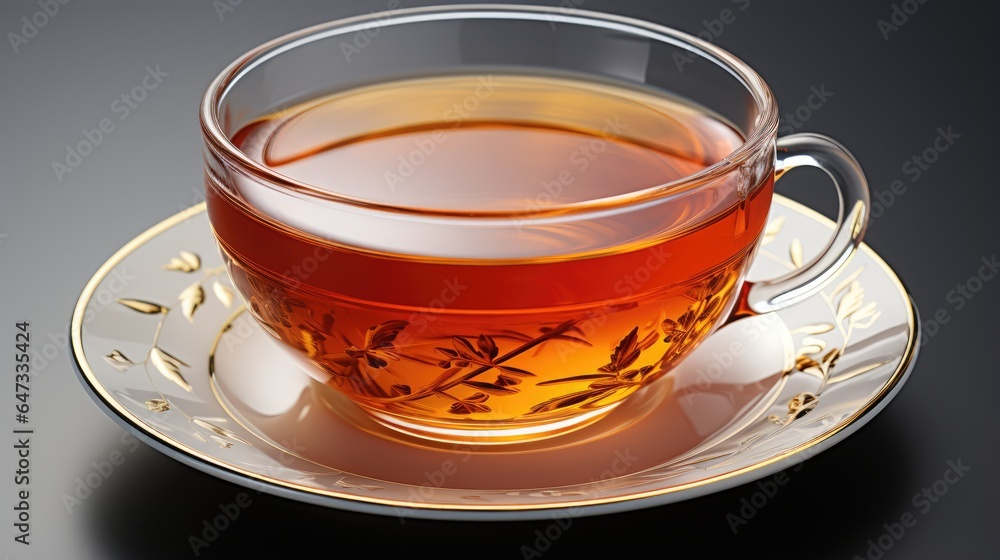 A cup of hot tea in a white glass on a white background A cup of hot tea in a white glass on a white background