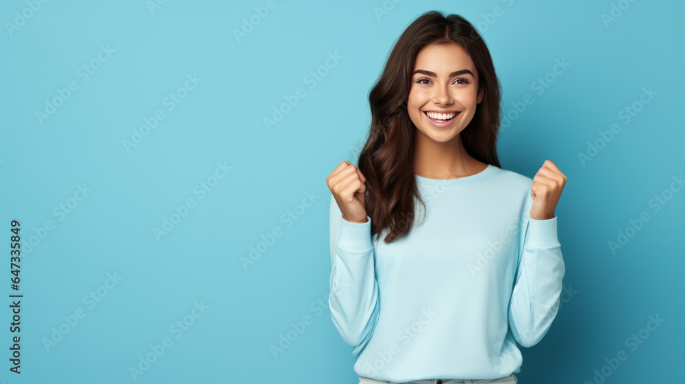 photograph of Portrait of attractive cheerful girl demonstrating. photograph of Portrait of attractive cheerful girl demonstrating.
