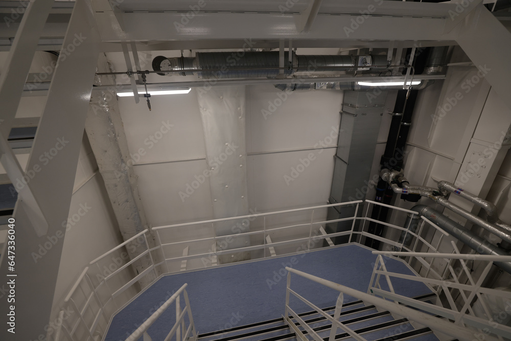 Obraz premium Stairs in crew area of a cruise ship