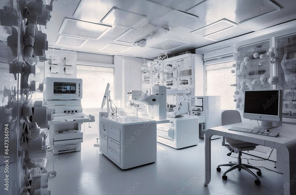 White Plastic Medical Laboratory Interior White Plastic Medical Laboratory Interior