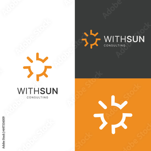 Yellow Summer Sun Logo Design Corporate Finance Group Icon Symbol