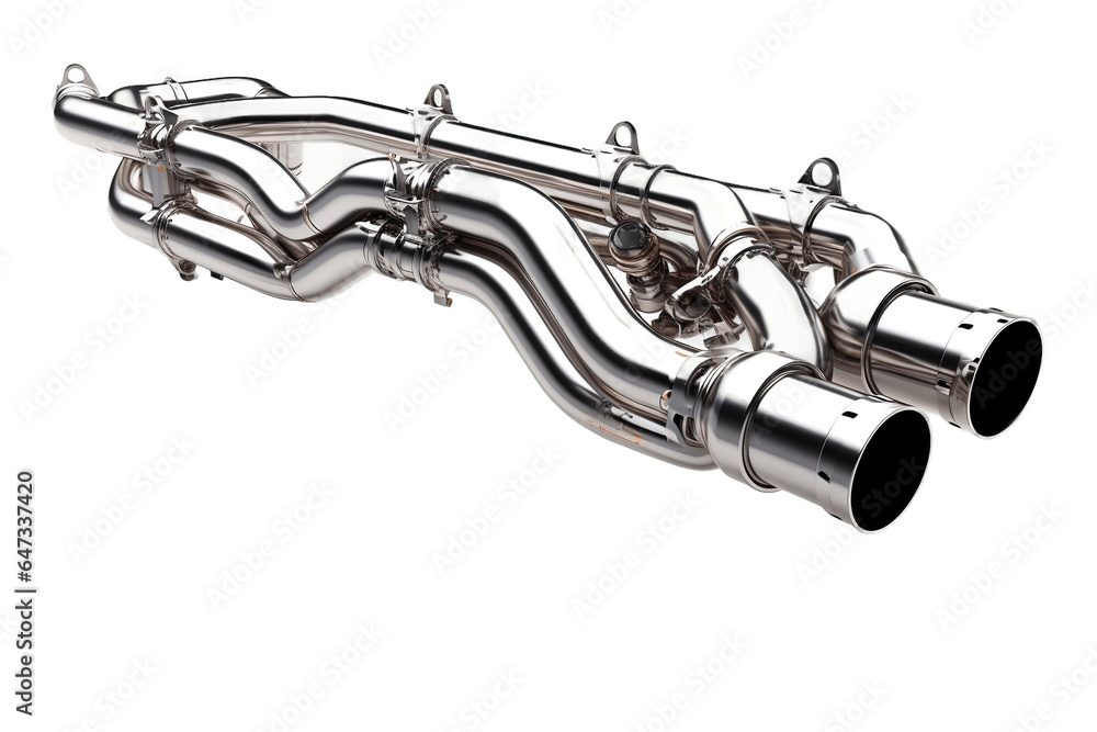 The Anatomy of a Motor Exhaust System isolated on a transparent