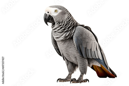 The African Grey Parrot s Unique Charms isolated on a transparent background  Generative Ai