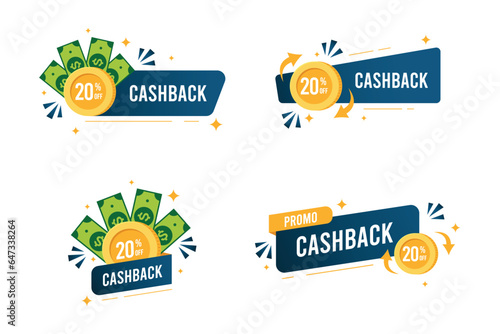 Professional Cashback label design collection for marketing promotion vector design 