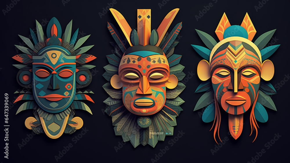Naklejka premium vector illustrations Tribal lkeaders from around the world , award winning photography