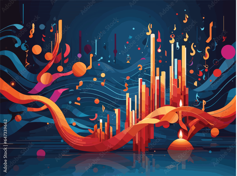 Design a complex abstract vector scene that conveys the constant ebb ...