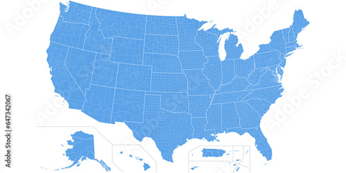 USA, United States Country in North America Map. Vector file SVG