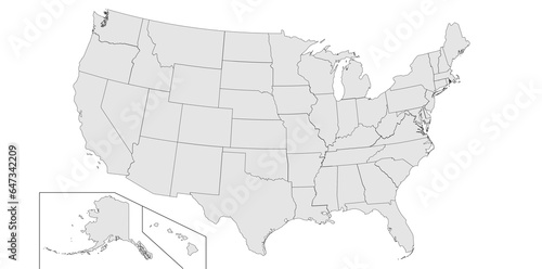 USA, United States Country in North America Map. Vector file SVG