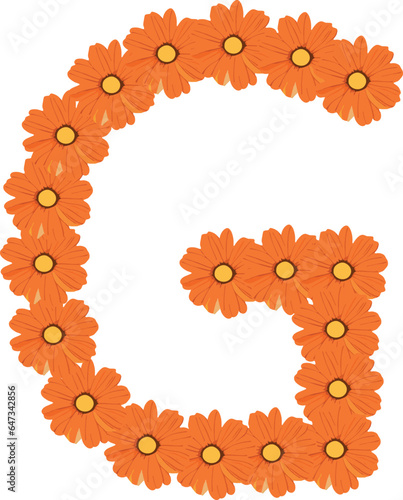 alphabet floral font g, alphabet vector, flower font
