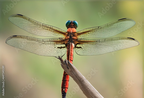dragonfly on a branch - Created with Generative AI Technology © Faris