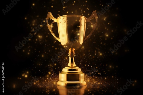 Golden trophy shining with stars, symbolizing triumph. Generative AI