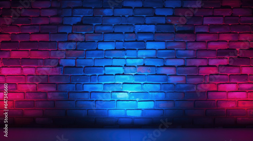 Abstract image of Studio dark room with lighting effect red and blue on concrete wall gradient background for interior decoration.
