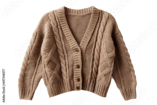Cozy Comfortable the Knitted Cardigan sweater isolated on a transparent background, Generative Ai