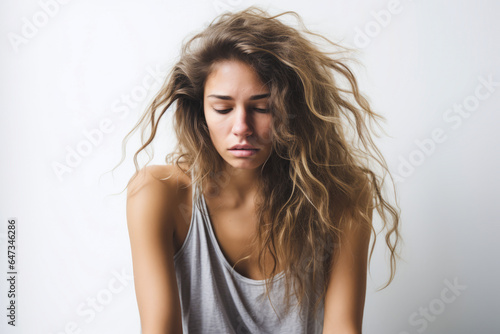 A woman with their hands in their hair, looking stressed and frustrated. 