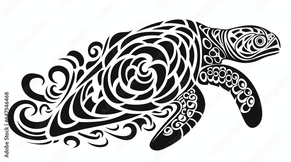 Turtle tattoo design on a white background Turtle tattoo design on a white background