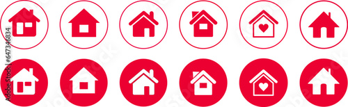 Home icon . Web icon set . Home sign in circle or main page icon.