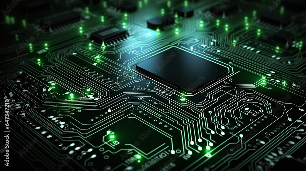 Circuit board texture with electronic components and lights Circuit board texture with electronic components and lights