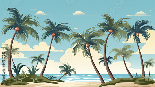 Wallpaper Mural Palm trees on a sandy beach with tropical breeze illustration Torontodigital.ca