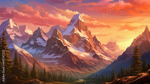 Mountain sunrise illustration